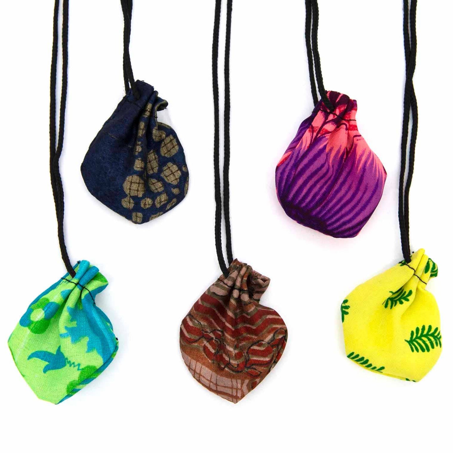 Recycled Sari Crystal Pouch Necklace