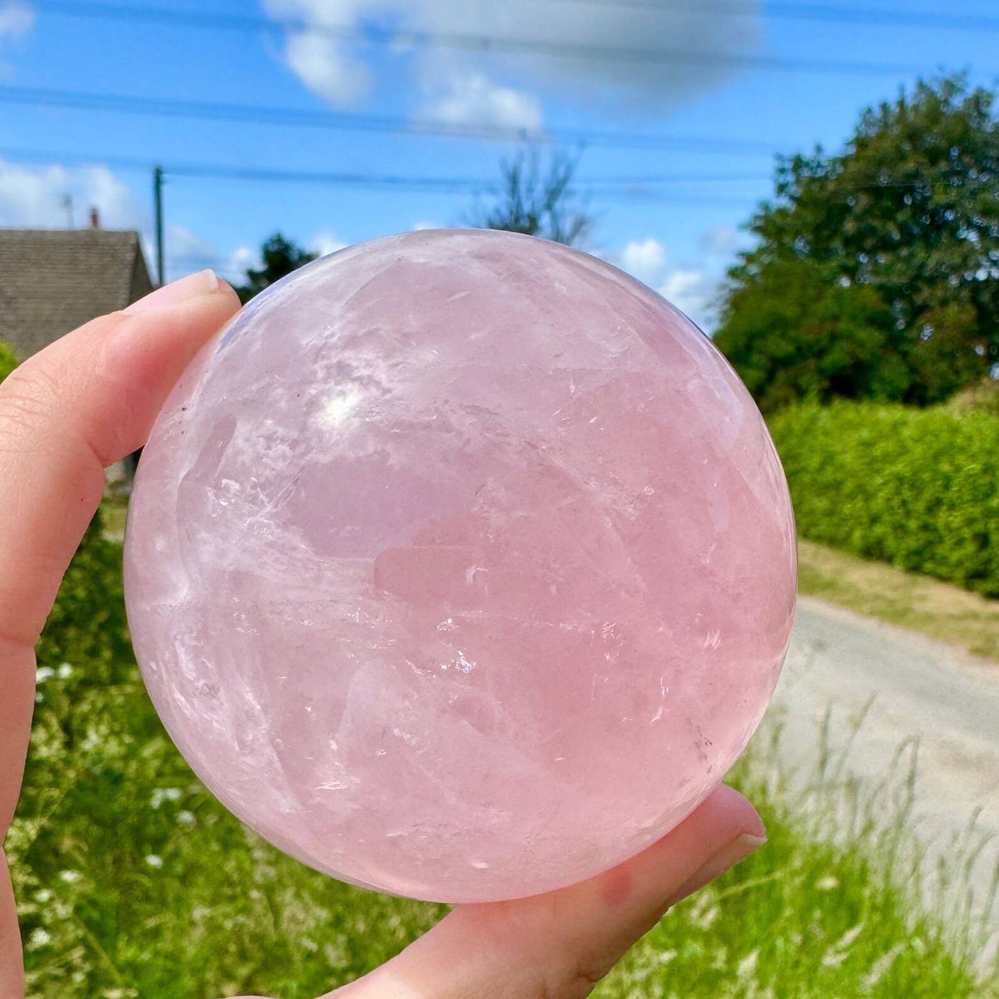 Rose Quartz sphere 6cm Pink quartz affordable gemstone orb