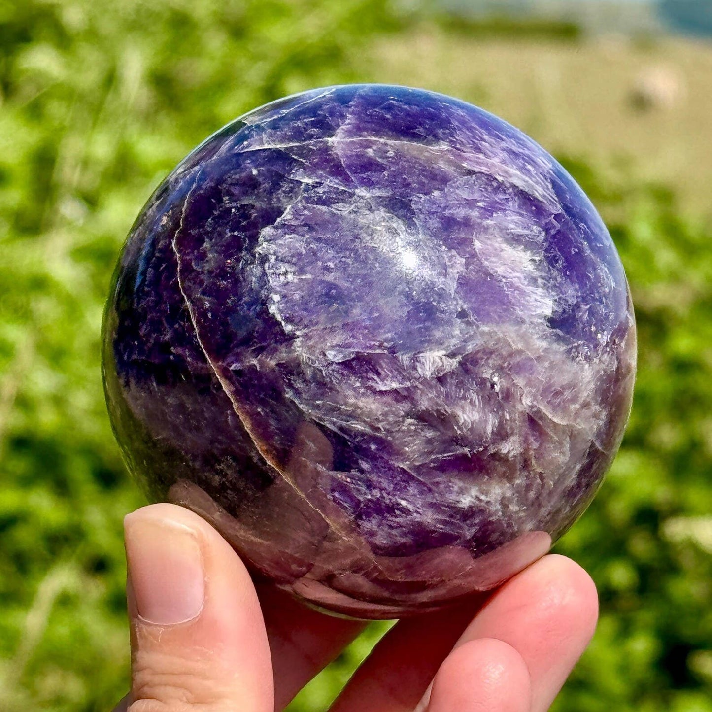 Amethyst sphere  6cm crystal ball amethyst gemstone orb UK