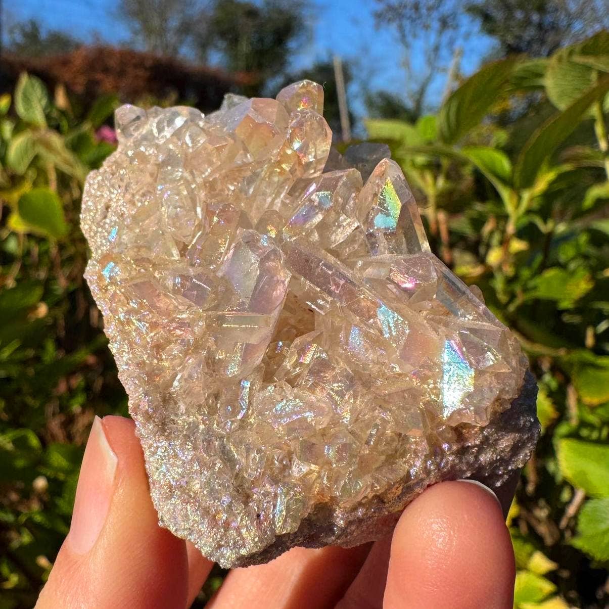 Angel aura cluster 2 sizes electroplated crystal points elf