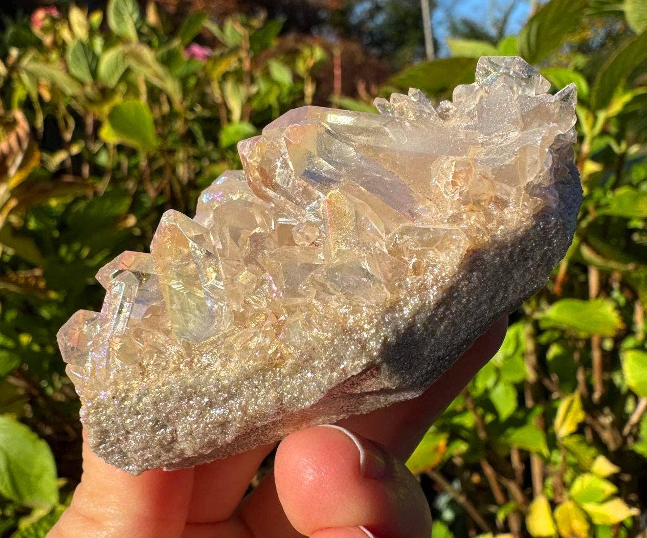 Angel aura cluster 2 sizes electroplated crystal points elf