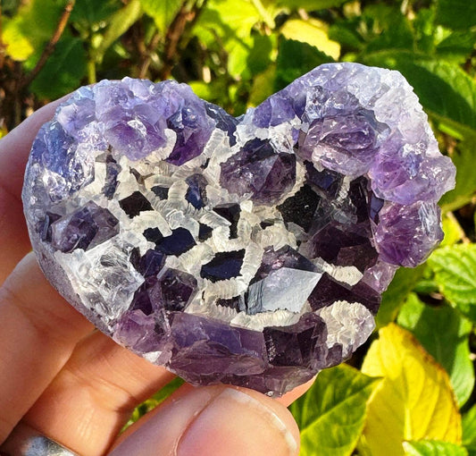 Amethyst druzy heart cluster 5.6cm heart 2.2inch gem heart