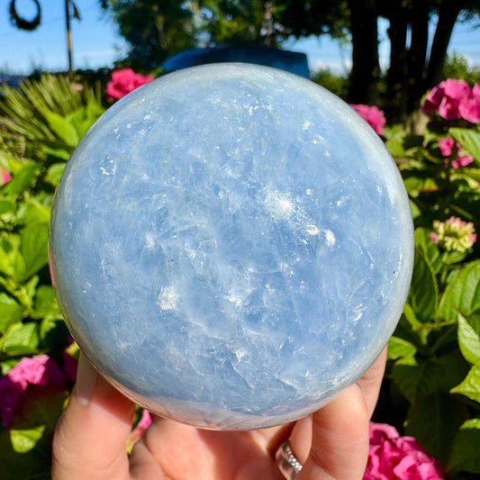 Blue calcite sphere 4-7cm gemstone ball blue crystal orb Elf