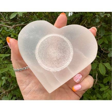 Selenite Heart Tealight Holder