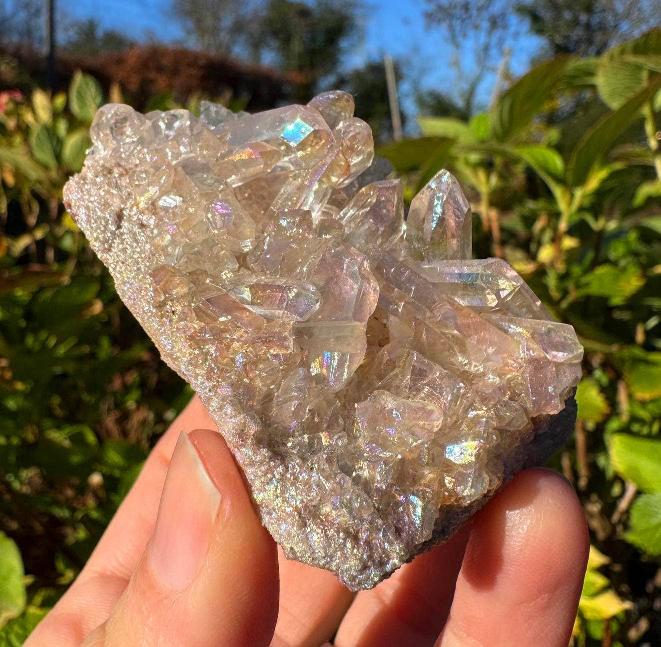 Angel aura cluster 2 sizes electroplated crystal points elf